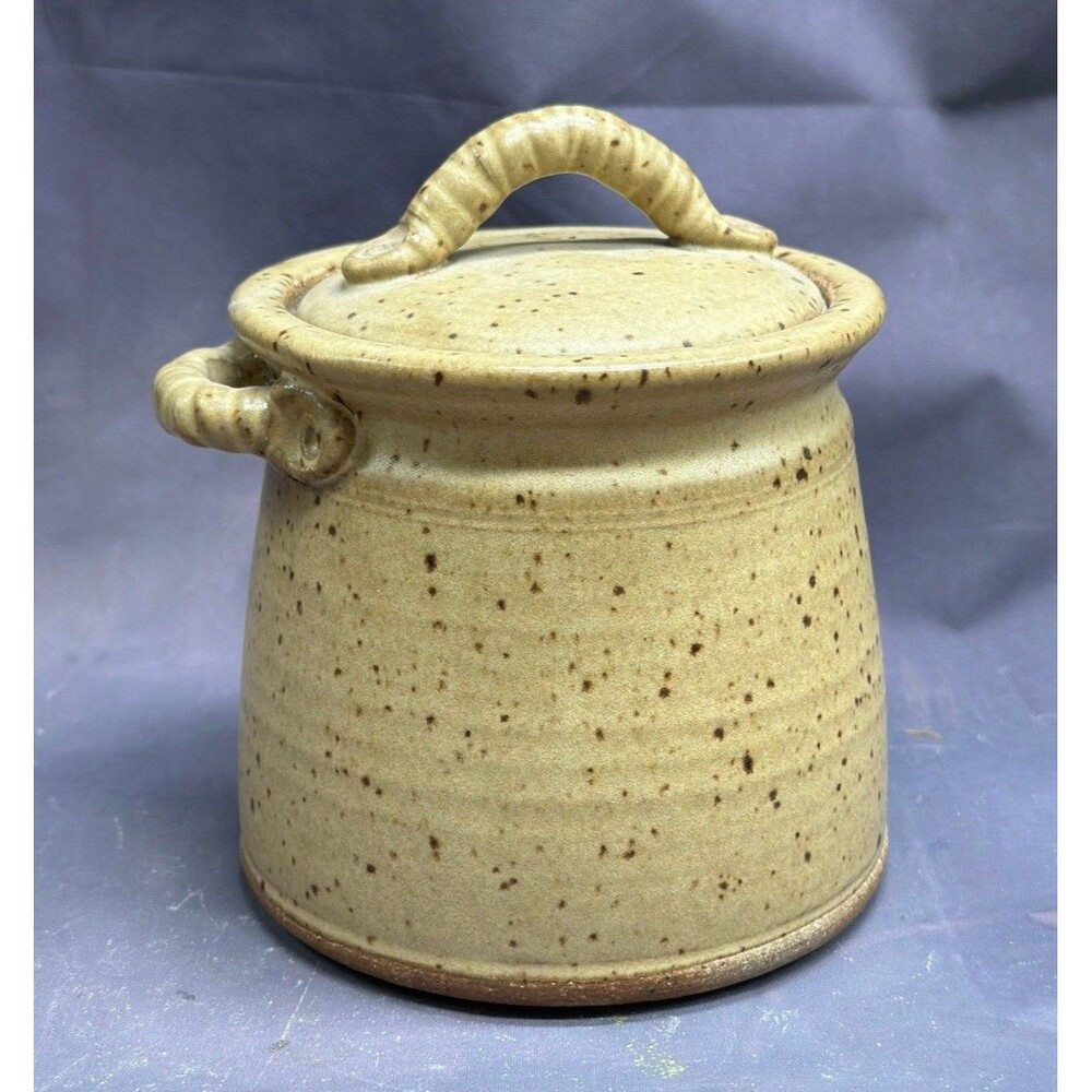 Art Pottery By Sandie Bredbenner Lidded Canister Stoneware Signed